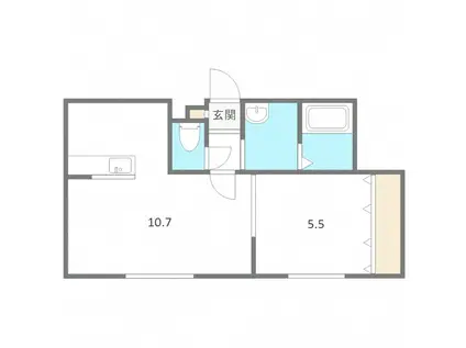ドルチェヴィータ(1LDK/2階)の間取り写真