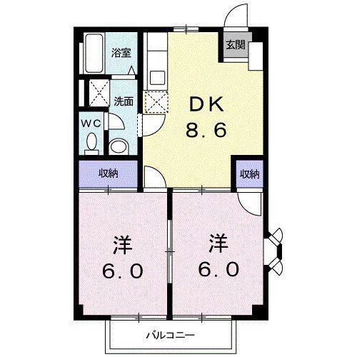 ニューシティーコロンビア(2DK/2階)の間取り写真