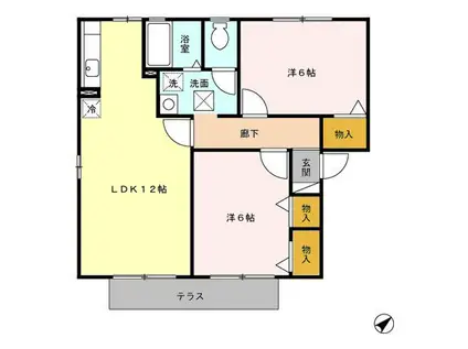 ひまわり(2LDK/1階)の間取り写真