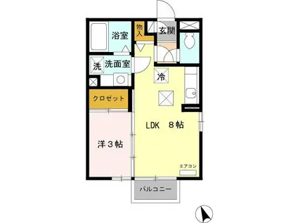 リヴェールマリーズB(1LDK/1階)の間取り写真