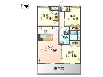 ベィビー コート(3LDK/1階)の間取り写真