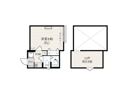 LUDICAII(1K/2階)の間取り写真