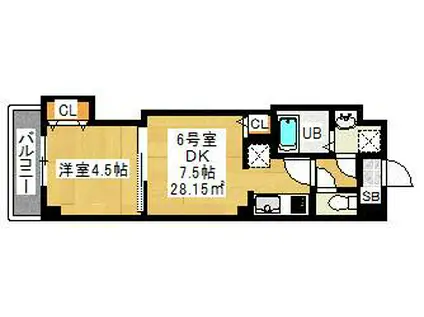 カイテキースIV(1DK/3階)の間取り写真
