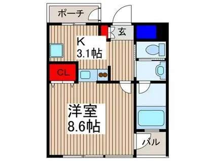 URBAN SELECT MUSASIURAWA(1K/6階)の間取り写真