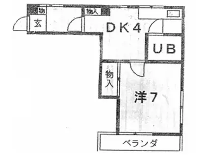 フリー1アローハイツ(1DK/2階)の間取り写真