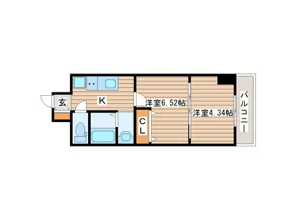 アスコット河原町駅前(2K/2階)の間取り写真