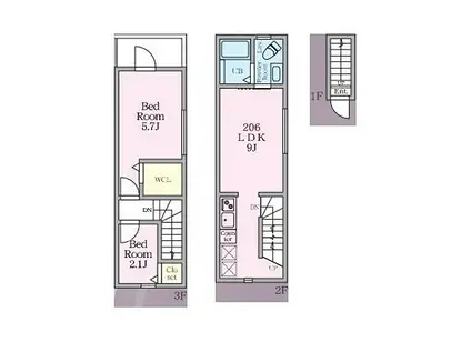 AZ石川台(2LDK/2階)の間取り写真