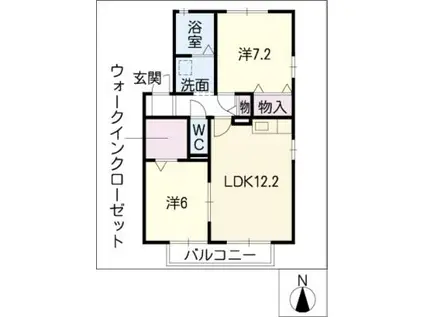 LA GRACIEUSE(2LDK/2階)の間取り写真