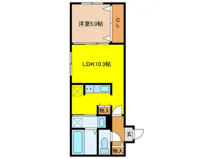 東雲2丁目2ー4B棟(1LDK/2階)の間取り写真