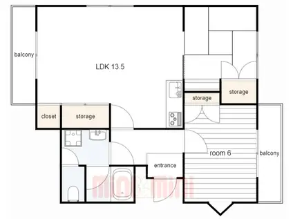 第二柏木ハイツ(2LDK/2階)の間取り写真
