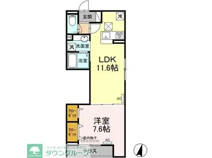 エクセリア上鷺宮II(1LDK/1階)の間取り写真