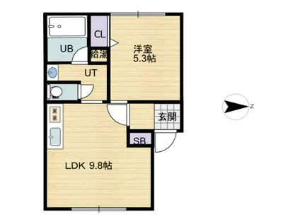  エタニティー(1LDK/1階)の間取り写真