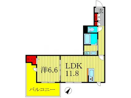 ケーズグレスト柏(1LDK/2階)の間取り写真