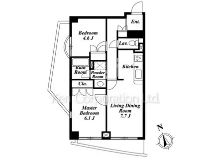 ザ タバタ ハウス(2LDK/4階)の間取り写真