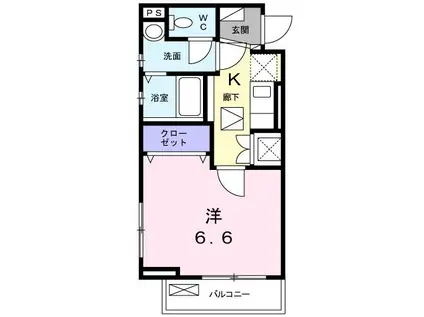 ボヌール深沢(1K/1階)の間取り写真