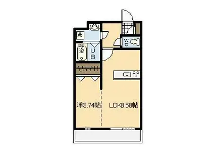 マリベールアラシII(1LDK/3階)の間取り写真