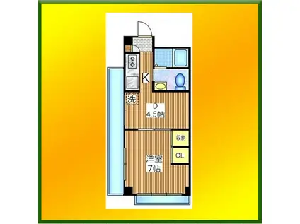 田頭ビル(1DK/4階)の間取り写真