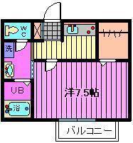 サンライズ(1K/2階)の間取り写真