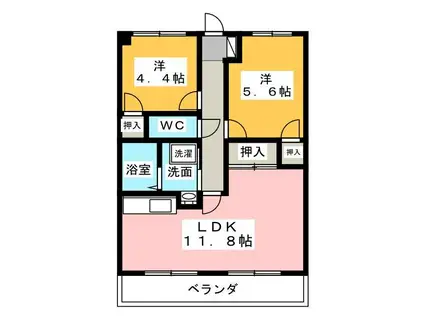 フロントヒルズIII(2LDK/4階)の間取り写真