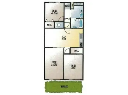 リバティハイツ星が丘(3DK/1階)の間取り写真