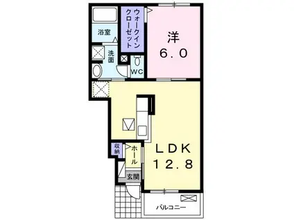 プレミアム15番館(1LDK/1階)の間取り写真