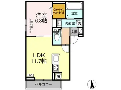 RESUA向中野 B棟(1LDK/2階)の間取り写真