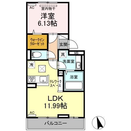 マッセル大在(1LDK/1階)の間取り写真