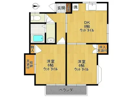 K2コーポ(2DK/1階)の間取り写真