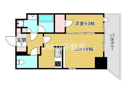 クレストコート靱公園 THE CLASS(1LDK/4階)の間取り写真