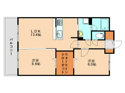 アルカンシェル(2LDK/4階)の間取り写真