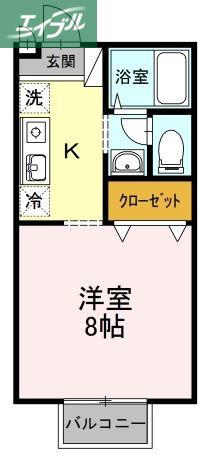 エクレール青江(ワンルーム/2階)の間取り写真
