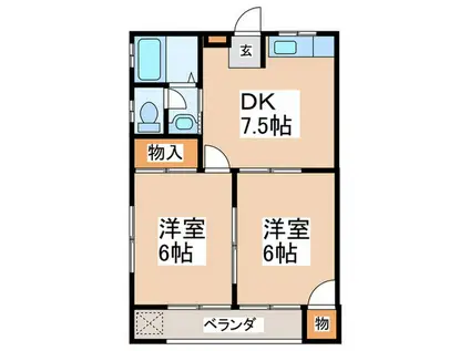 グリーンハイツ(2DK/1階)の間取り写真