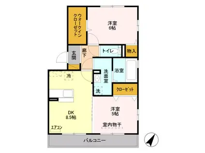 サンルーチェ 201(2LDK/2階)の間取り写真