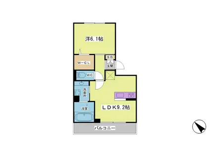 プランドールハイム(1LDK/2階)の間取り写真