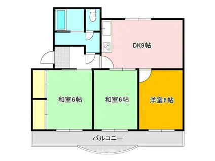 神正町ビル(3DK/4階)の間取り写真