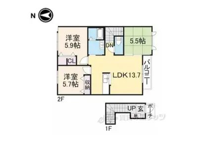 コンフォート東福寺(3LDK/2階)の間取り写真