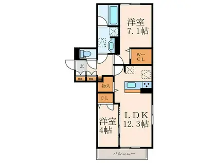 アトレ西折尾(2LDK/1階)の間取り写真