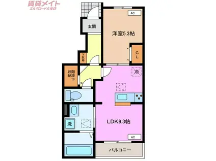 S・COURT(1LDK/1階)の間取り写真