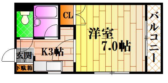 第二山口ビル(1K/2階)の間取り写真