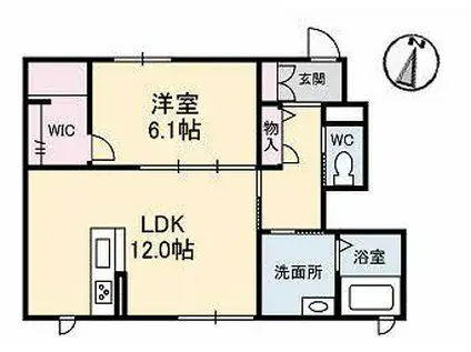 ベルメゾン新屋敷(1LDK/1階)の間取り写真