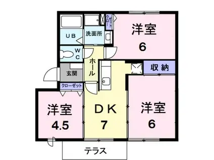 グリュークアネックス B(3DK/1階)の間取り写真