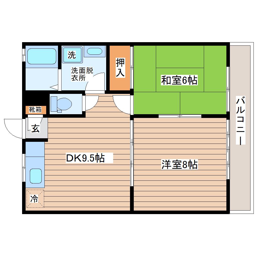 ジュネス参号館(2DK/2階)の間取り写真