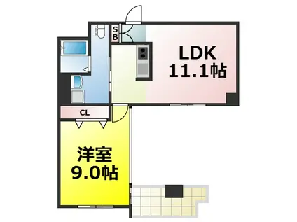 新町忠兵衛ビル(1LDK/3階)の間取り写真