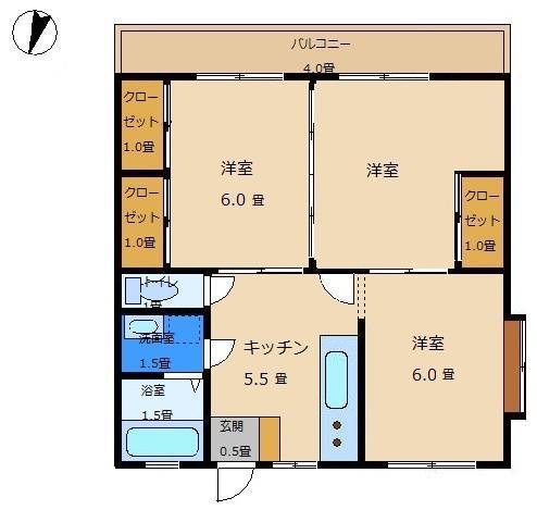 シャダイハイツ(3DK/1階)の間取り写真