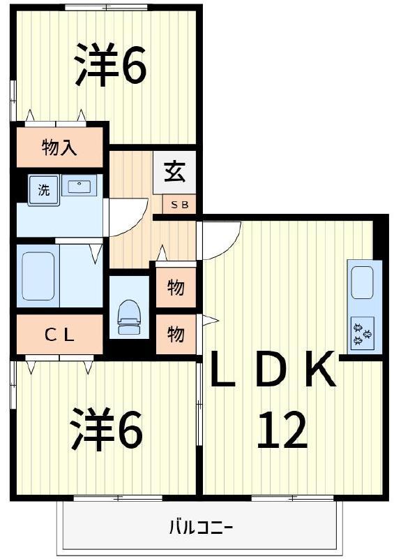 アルシオネ壱番館(2LDK/3階)の間取り写真