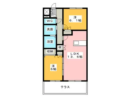 コンフォールA(2LDK/1階)の間取り写真
