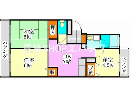 マンション藤六(3DK/2階)の間取り写真