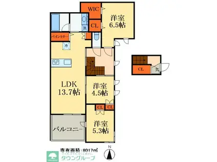 FORESTGRANDEI フォレストグランデワン(3LDK/2階)の間取り写真