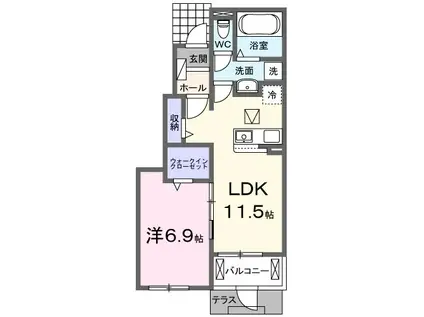 クレールA(1LDK/1階)の間取り写真