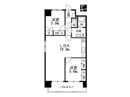グレイスコート千代田(2LDK/9階)の間取り写真